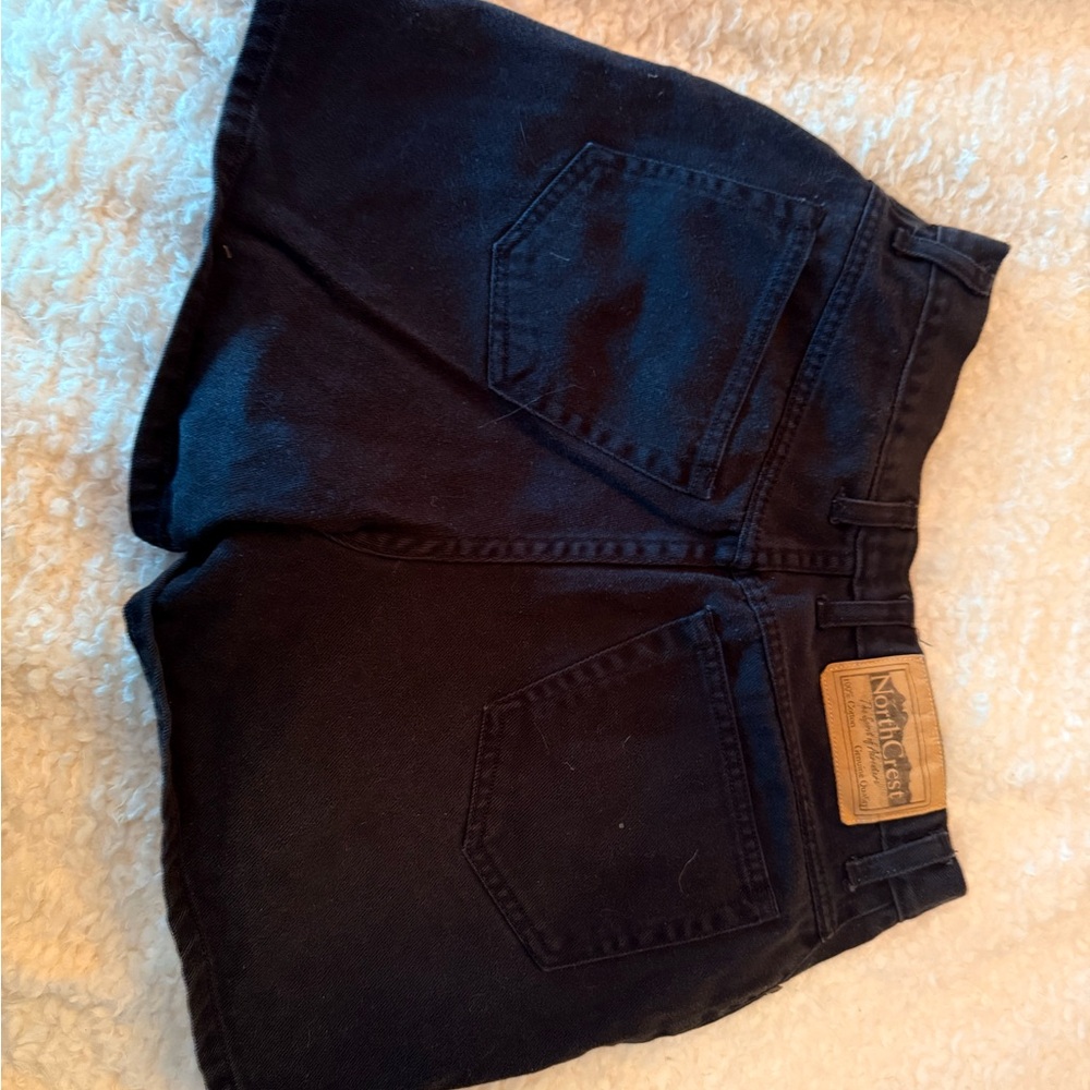 High Waist Black Denim Shorts